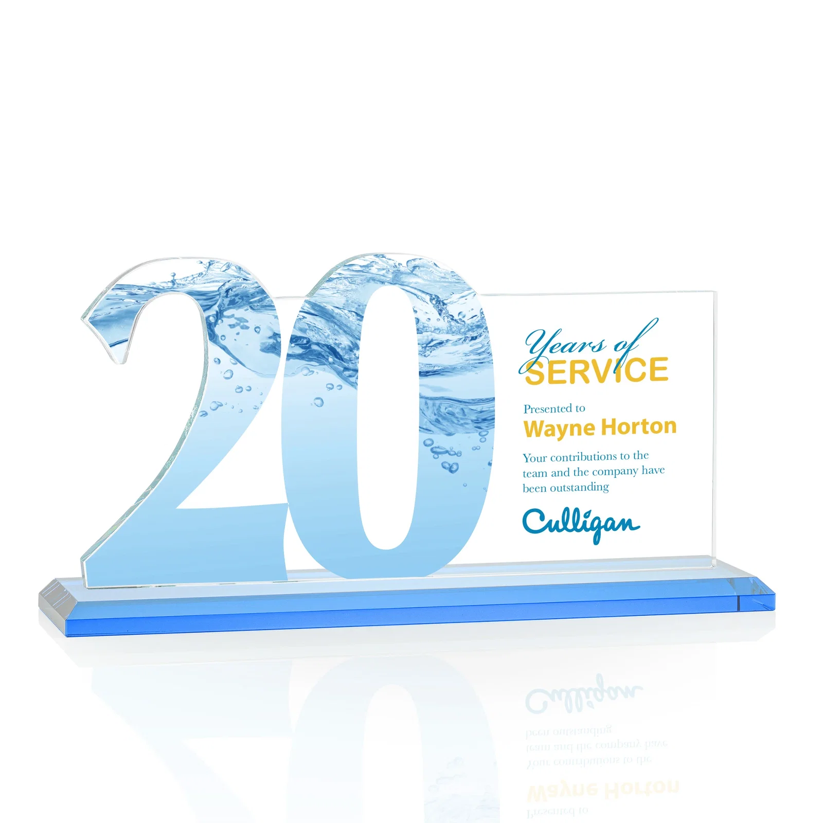 Custom Starfire Crystal Years of Service Award with a Sculpted Number, awards, with your logo for donor appreciation