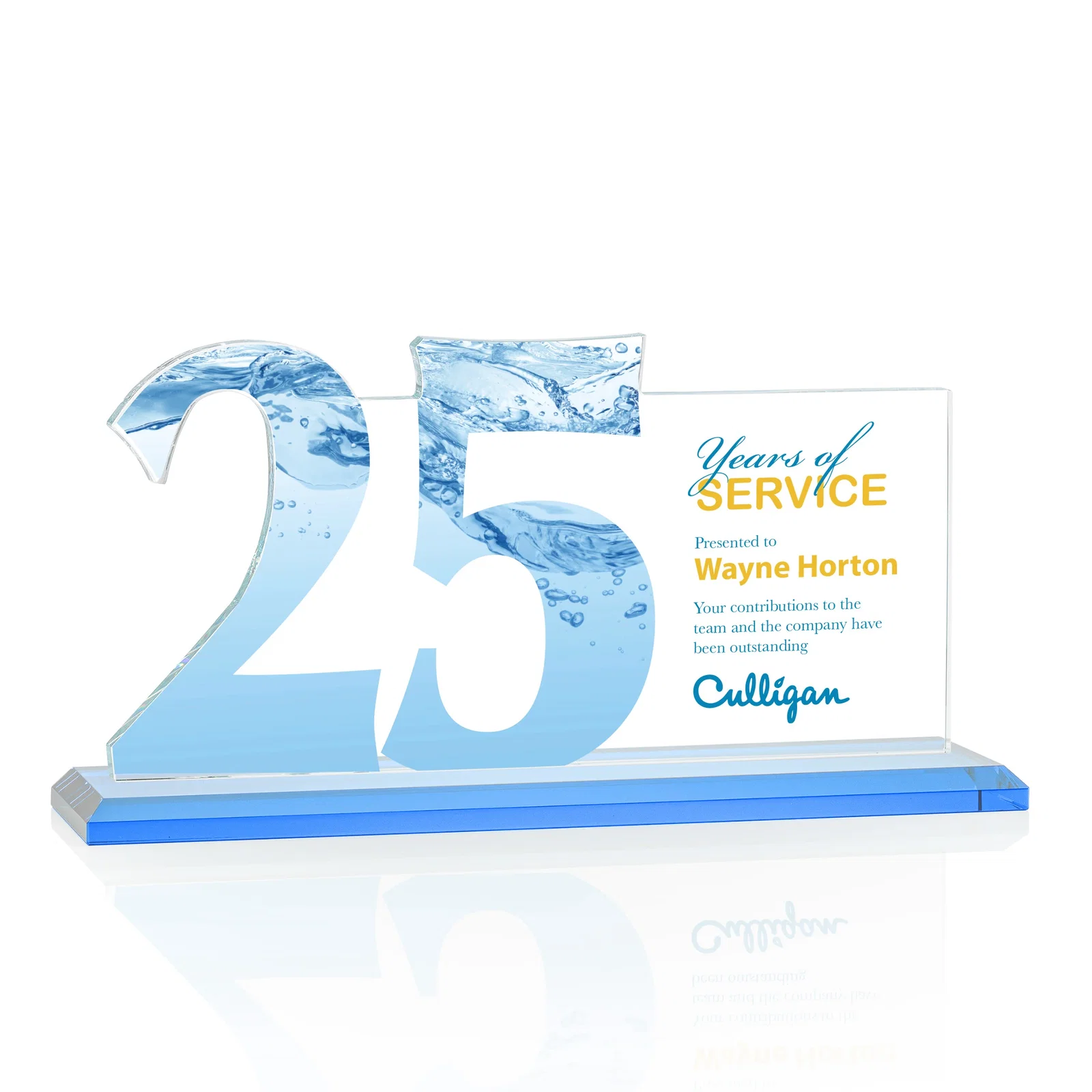 Custom Starfire Crystal Years of Service Award with a Sculpted Number, awards, with your logo for graduation ceremonies