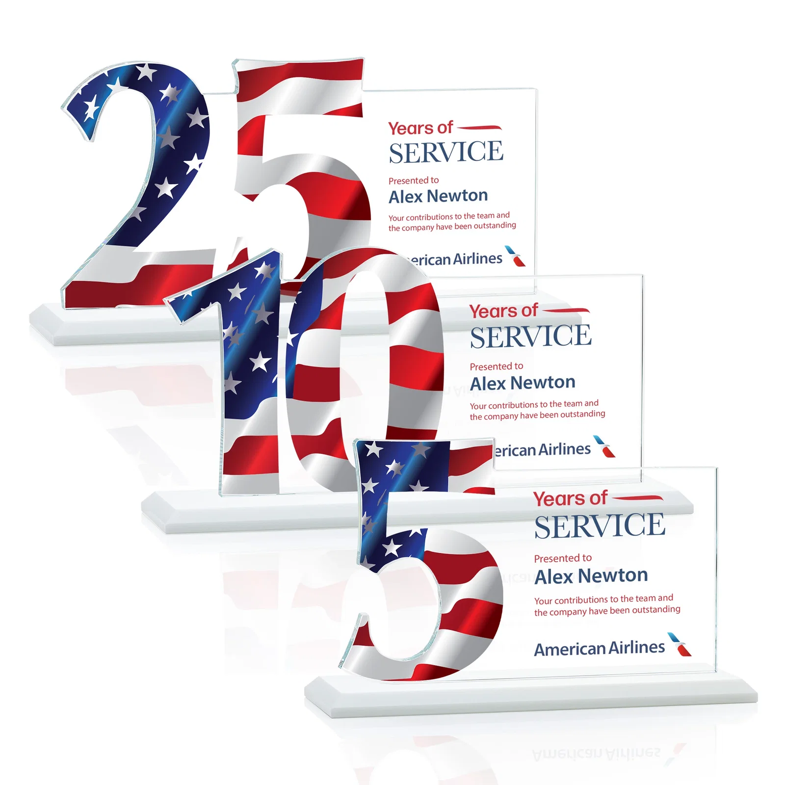 Custom Starfire Crystal Years of Service Award with a Sculpted Number, awards, with your logo for safety achievement programs