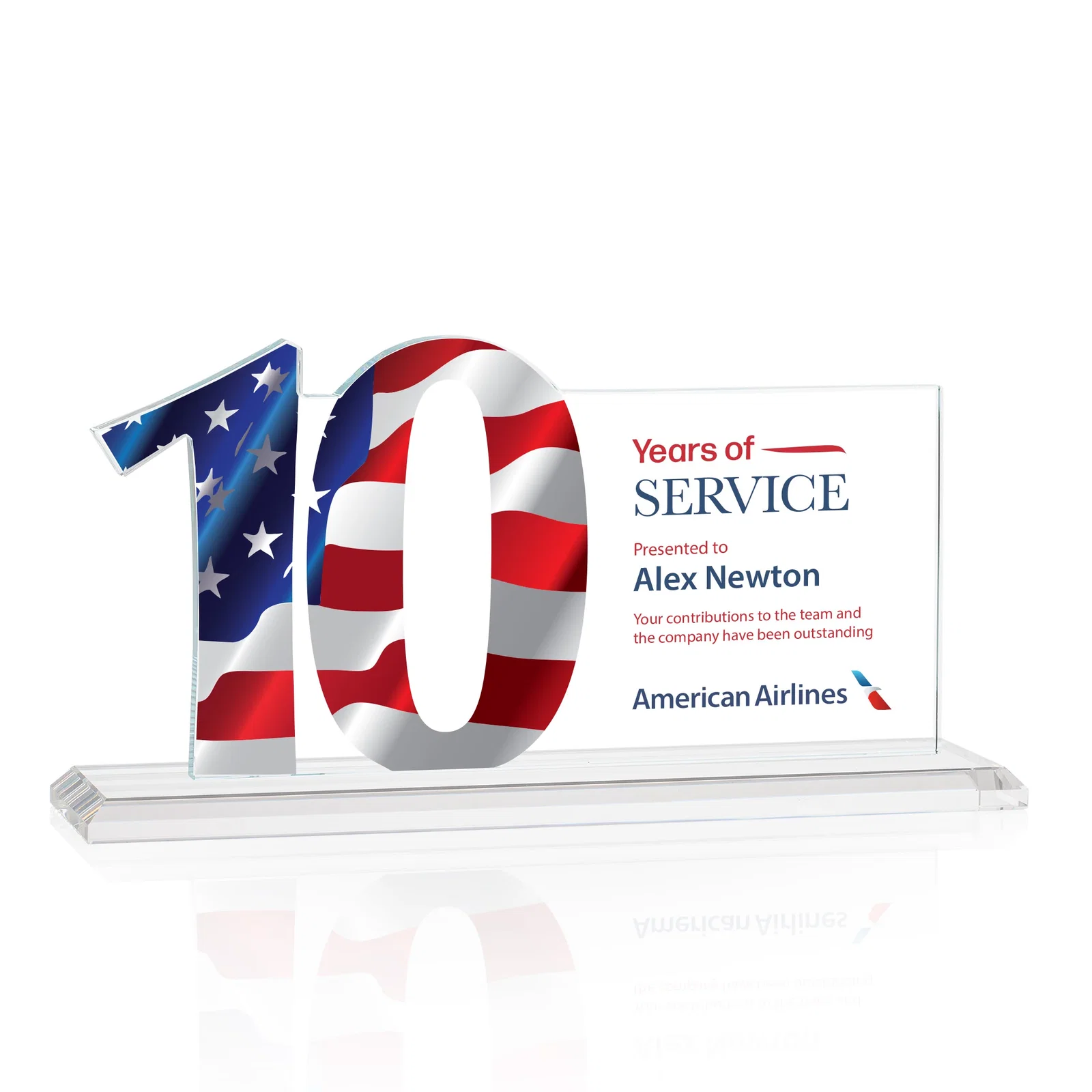 Custom Starfire Crystal Years of Service Award with a Sculpted Number, awards, with your logo for dealer and partner awards