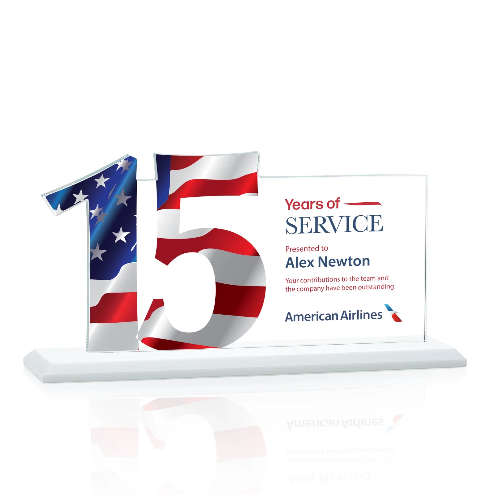 Custom Starfire Crystal Years of Service Award with a Sculpted Number, awards, with your logo for company anniversary events