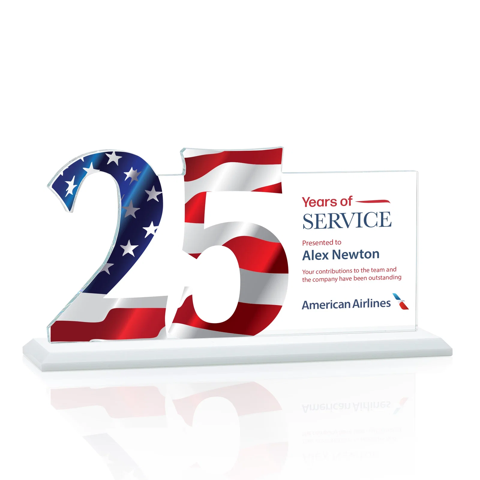 Personalized Starfire Crystal Years of Service Award with a Sculpted Number, awards, with your logo for corporate award ceremonies
