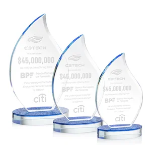 Starfire Crystal Flame Award on Textured Sapphire Base