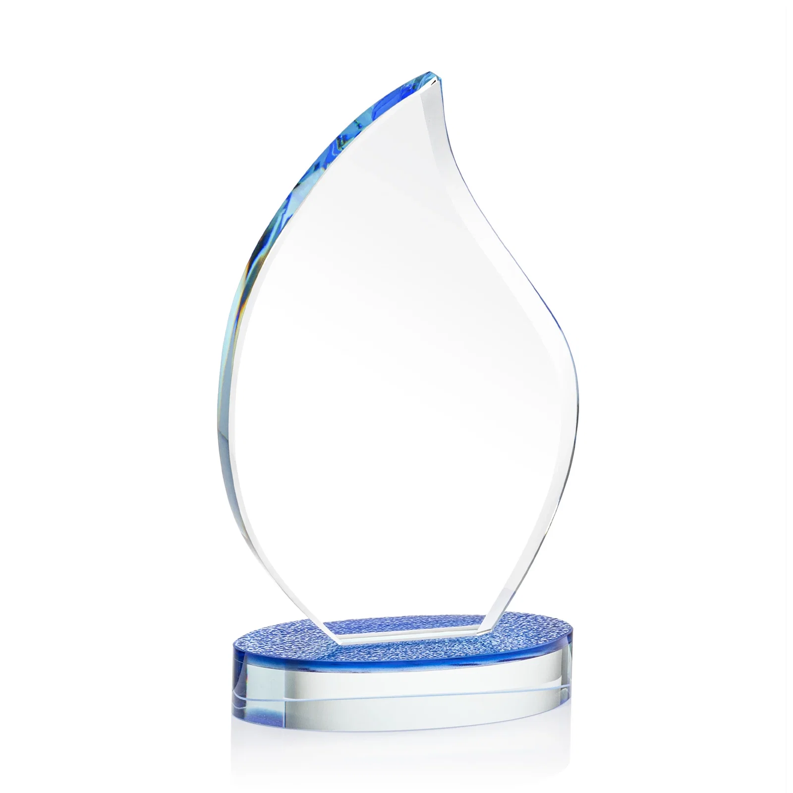 Custom Starfire Crystal Flame Award on Textured Sapphire Base for dealer and partner awards
