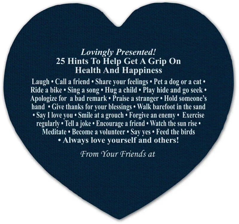 Health & Happiness Heart Jar Opener. Heart-shaped rubber jar opener grip pad for healthcare and wellness giveaways, view 11