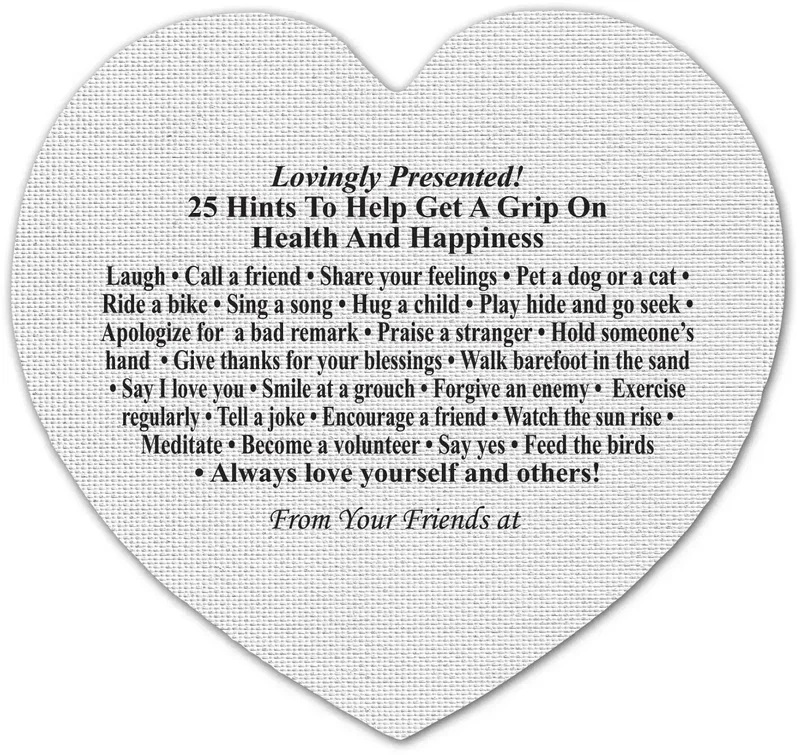 Health & Happiness Heart Jar Opener. Heart-shaped rubber jar opener grip pad for healthcare and wellness giveaways, view 17