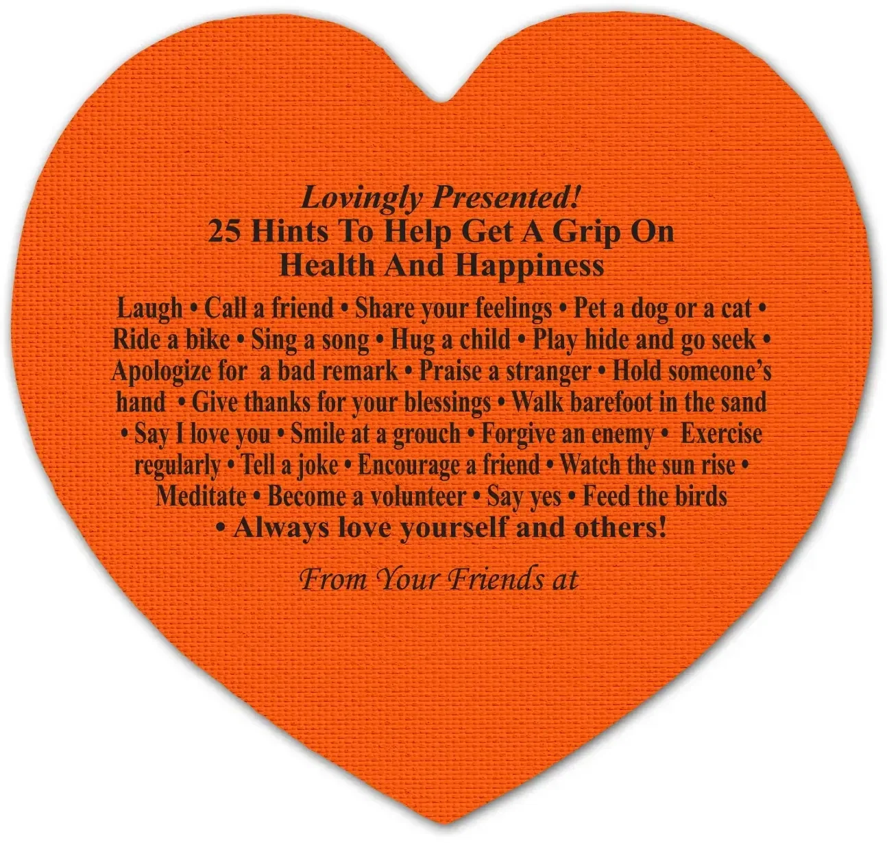 Health & Happiness Heart Jar Opener. Heart-shaped rubber jar opener grip pad for healthcare and wellness giveaways, view 3