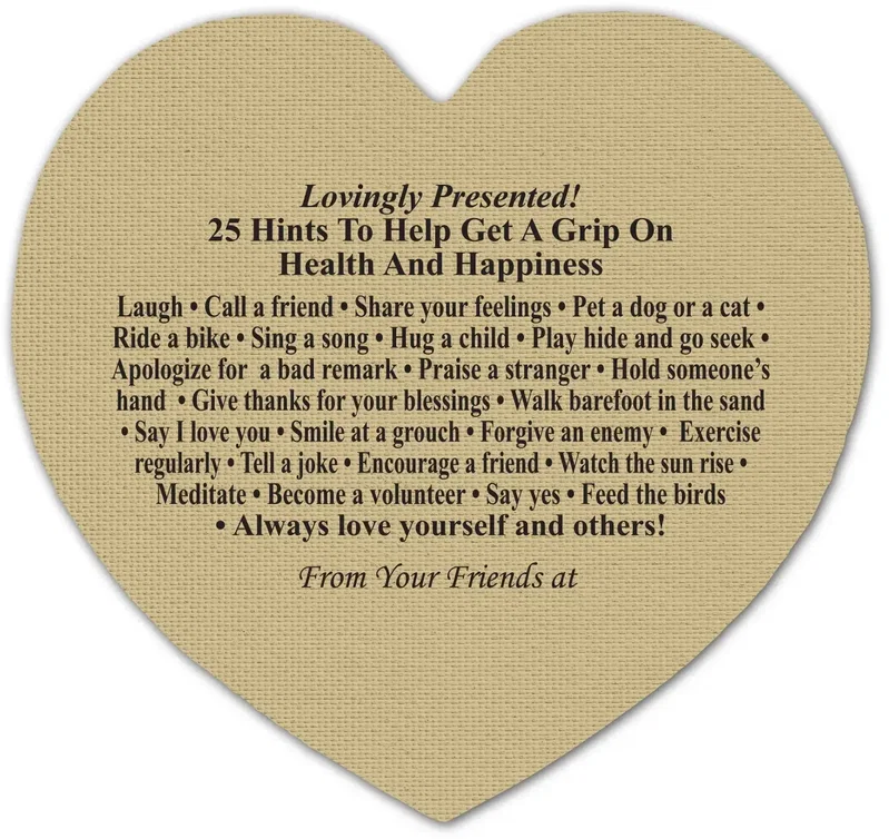 Health & Happiness Heart Jar Opener. Heart-shaped rubber jar opener grip pad for healthcare and wellness giveaways, view 5
