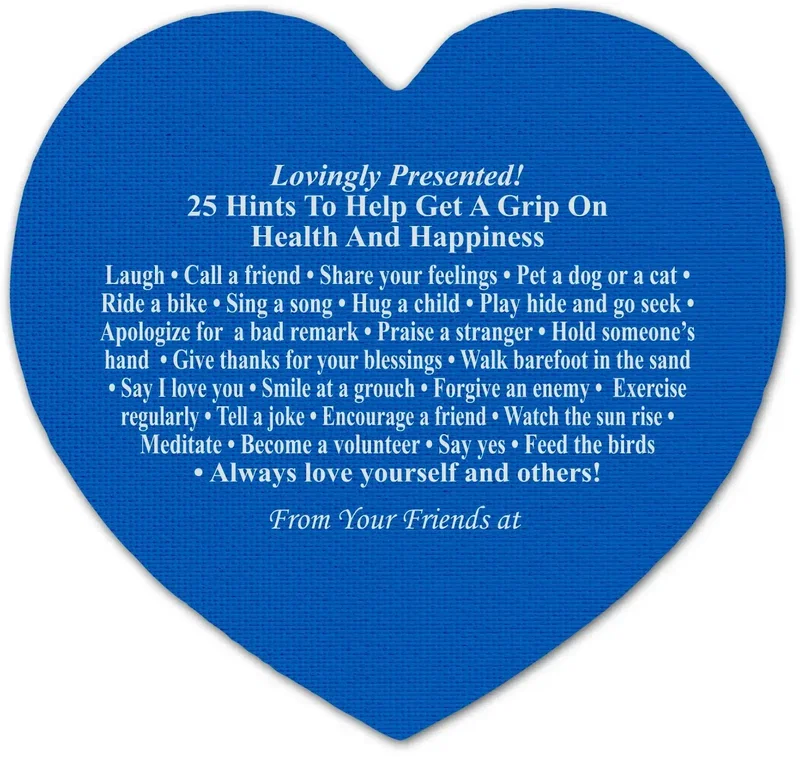 Health & Happiness Heart Jar Opener. Heart-shaped rubber jar opener grip pad for healthcare and wellness giveaways, view 6