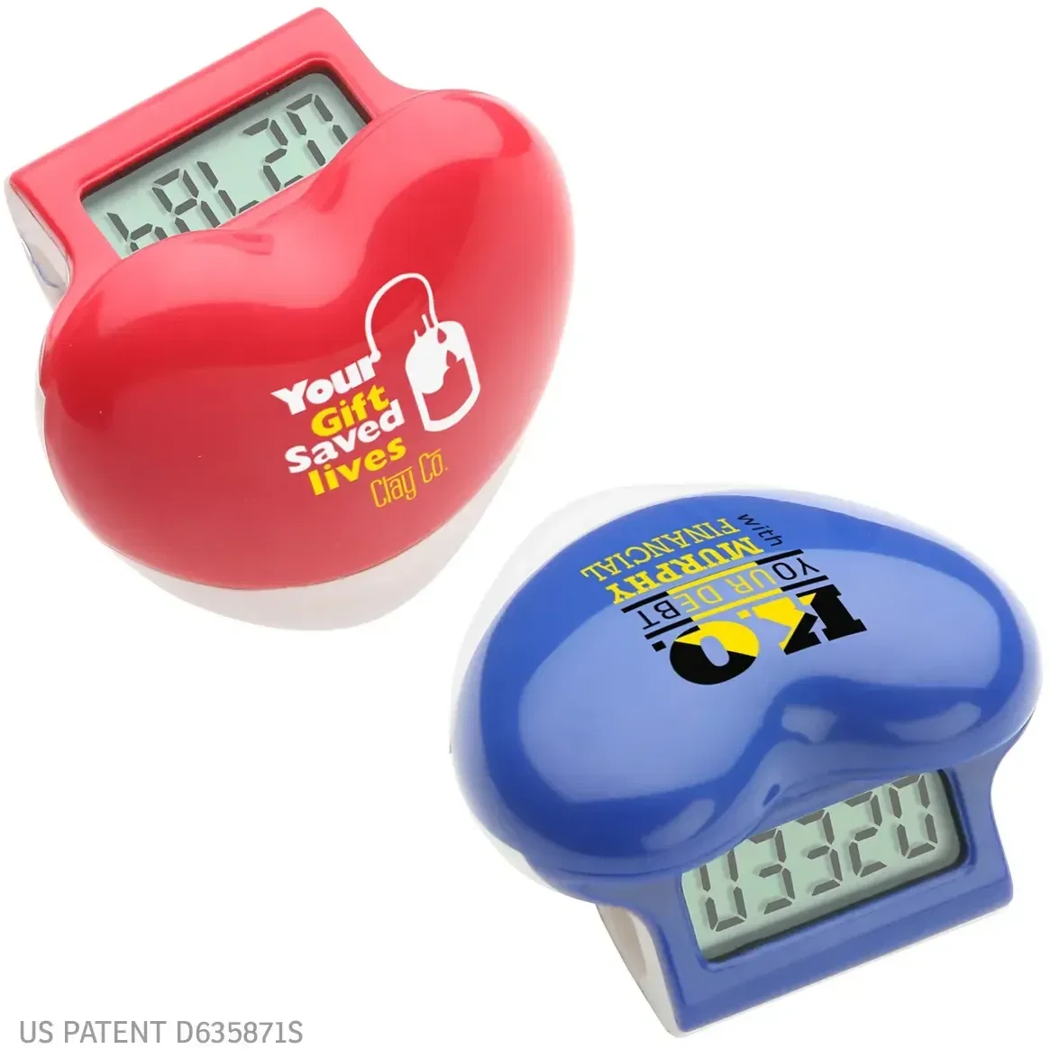 Healthy Heart LCD Step Pedometer, custom promotional pedometer top-view display with logo