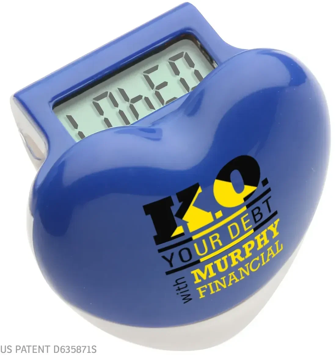 Branded Healthy Heart LCD pedometer side view showing clip