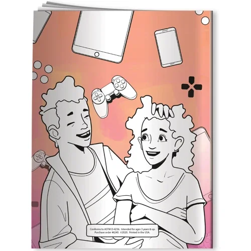 Healthy Media Habits coloring book interior pages ready for crayon coloring