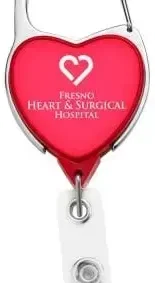 Heart Carabiner Badge Reel & ID Holder (Red & White) — view 2