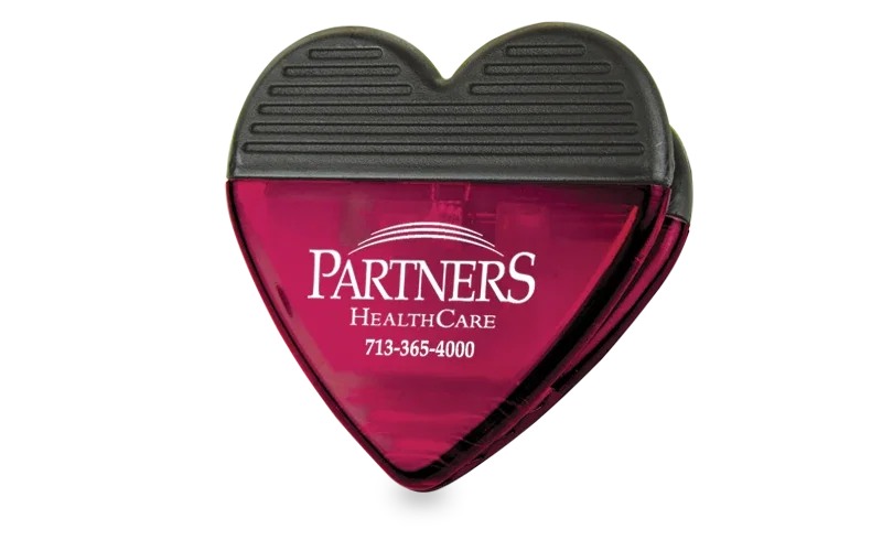 Heart Chrome-Magnet Clip. Heart-shaped chrome magnetic clip for holding office notes and photos