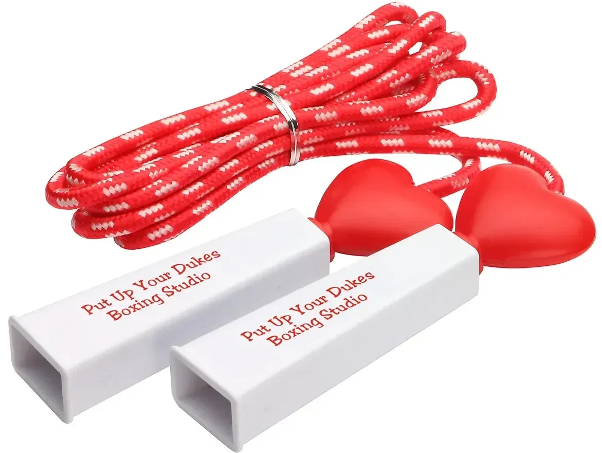 Heart Handle custom branded 8-foot jump rope with logo area on the handles
