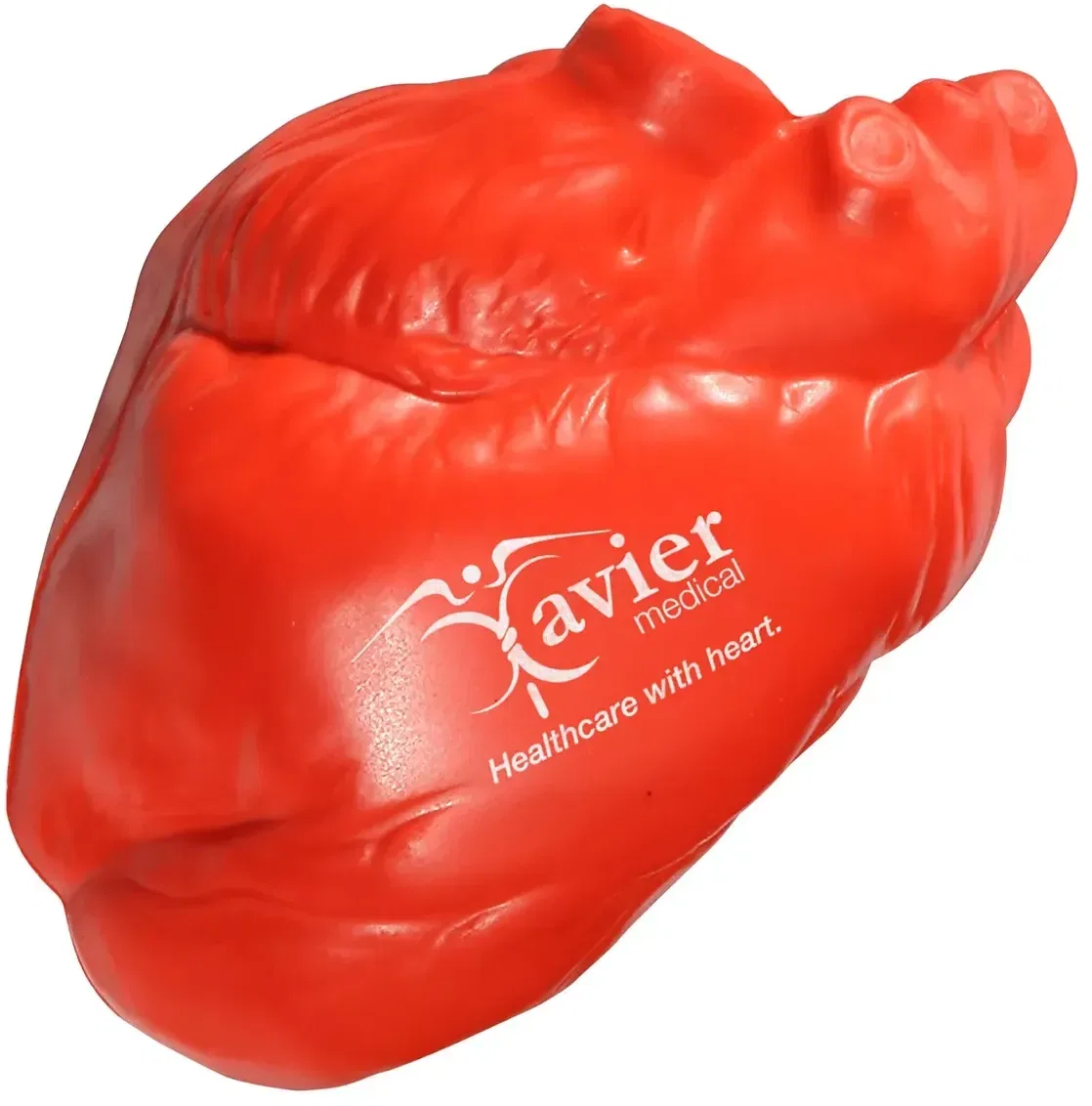 Custom Heart No Veins Stress Reliever shaped like a smooth heart, molded foam with promotional logo