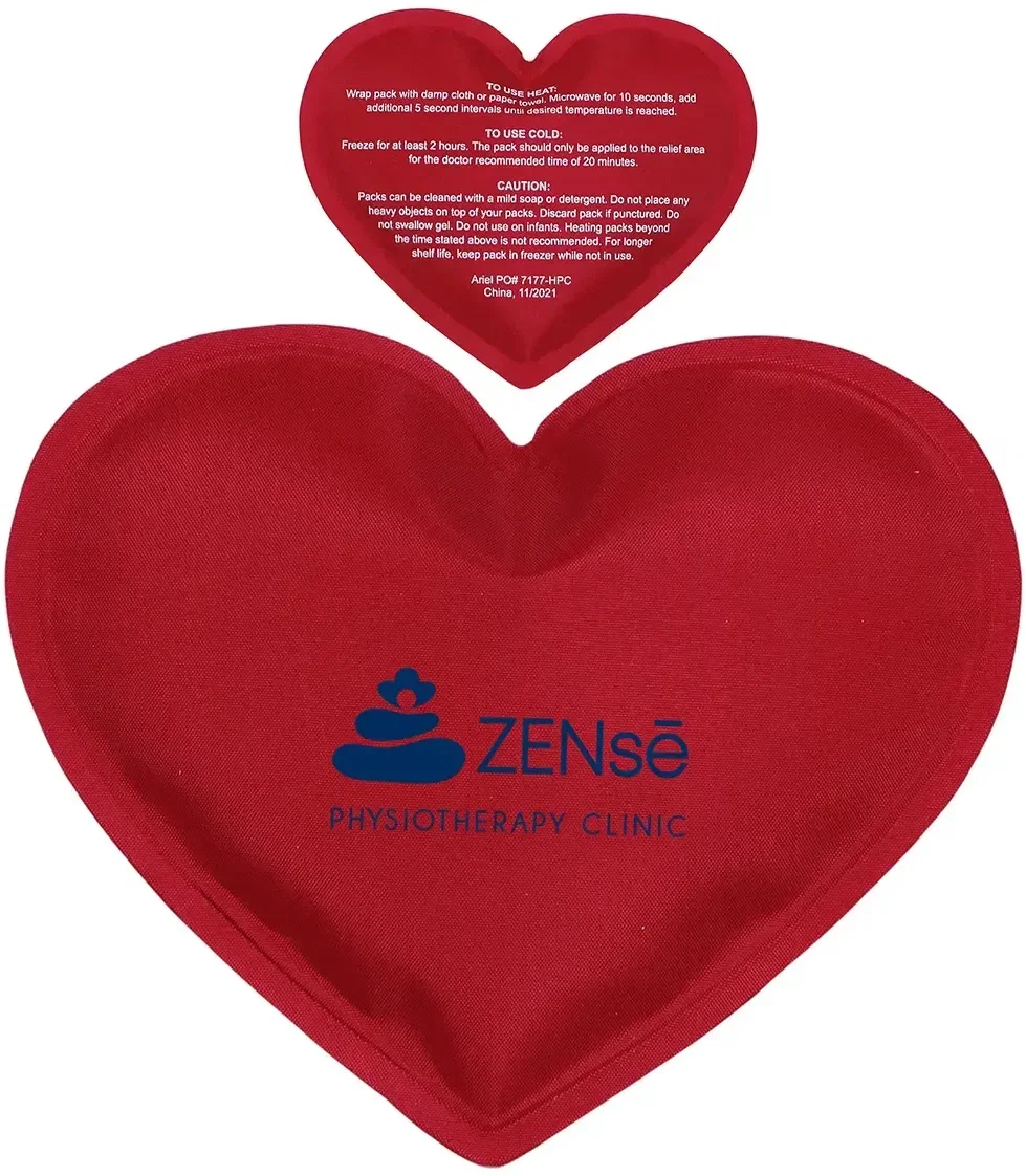 Heart custom therapy pack close-up of the nylon cover and logo imprint area