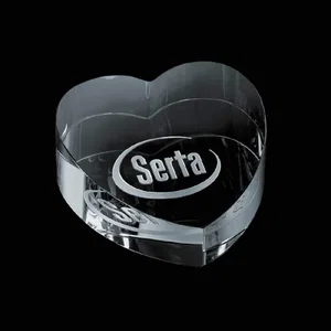 Flat-Top Heart Crystal Paperweight, 2.5" Extra-Thick