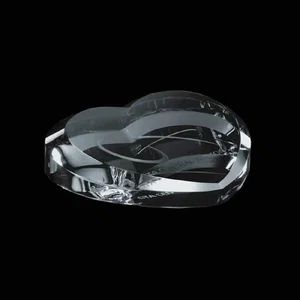 Flat-Top Heart Crystal Paperweight, 4" Optical Crystal