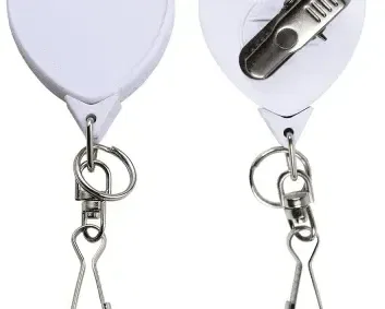 Heart Shape Bamboo ID Badge Reel (“J” hook & mini split ring) — view 3