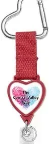 Heart Shape Carabiner Vinyl Strap ID Holder