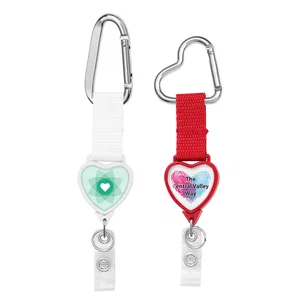 Heart Shape Carabiner Vinyl Strap ID Holder