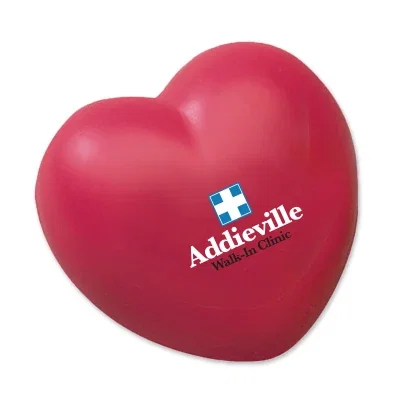 Red heart shaped stress reliever viewed from the front