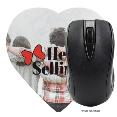 Heart shaped mouse pad in white, viewed from above