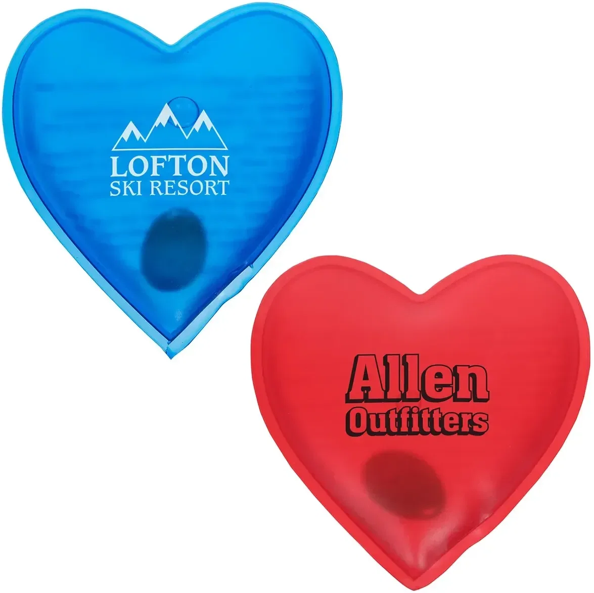 Heart-shaped reusable hand warmer, custom branded click hand warmer, front hero view