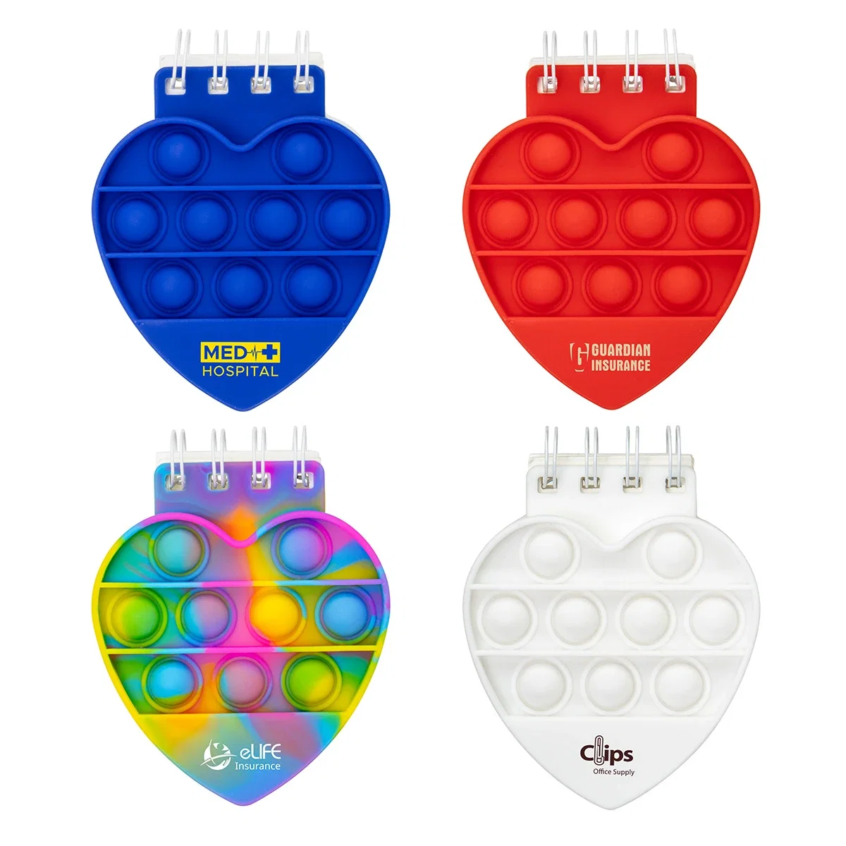 Custom Spiral Notebook Push Pop, front view of style 5 in the branded 5-style notebook set