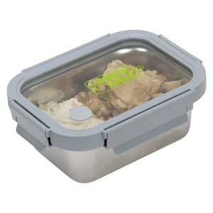 Heat 'N Eat Microwaveable Stainless Steel Lunch Box with Vented Glass Lid