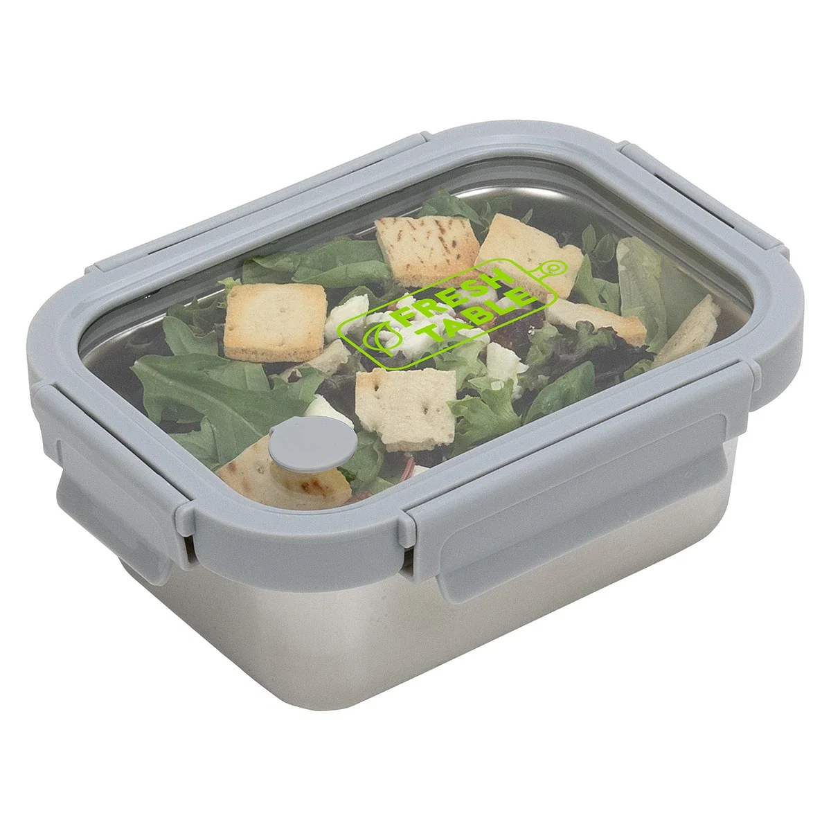 Custom Heat 'N Eat stainless steel lunch box packed with food, lifestyle shot