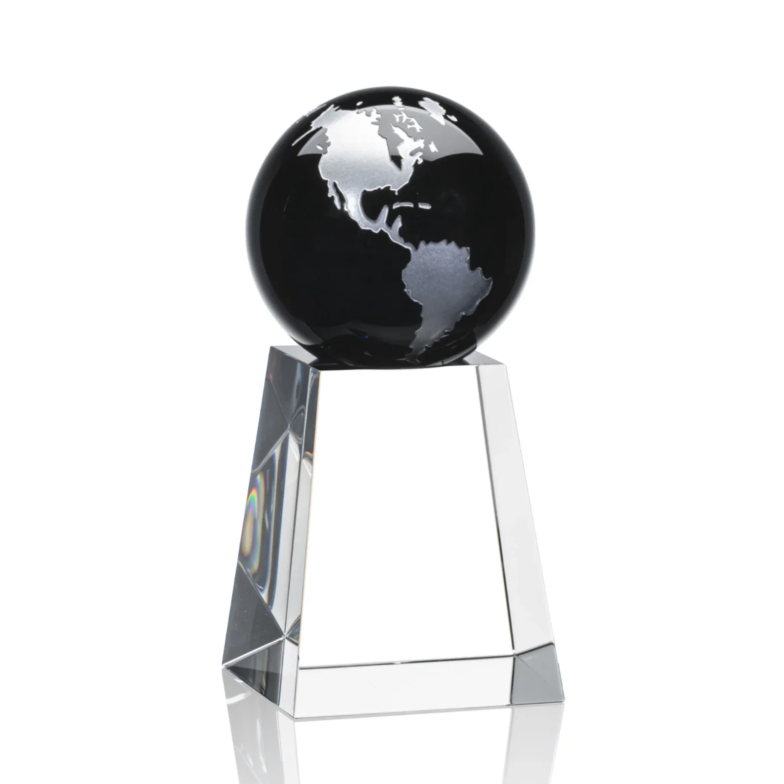 Promotional Emerald Optical Crystal Globe Award with Gold or Silver Outline for dealer and partner awards