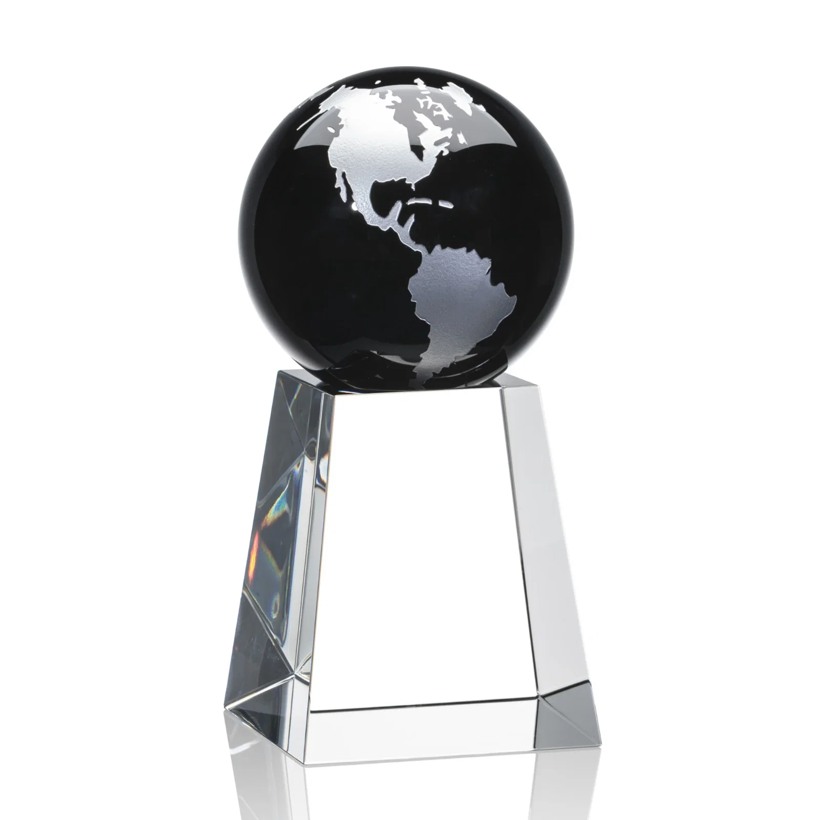 Promotional Emerald Optical Crystal Globe Award with Gold or Silver Outline for company anniversary events