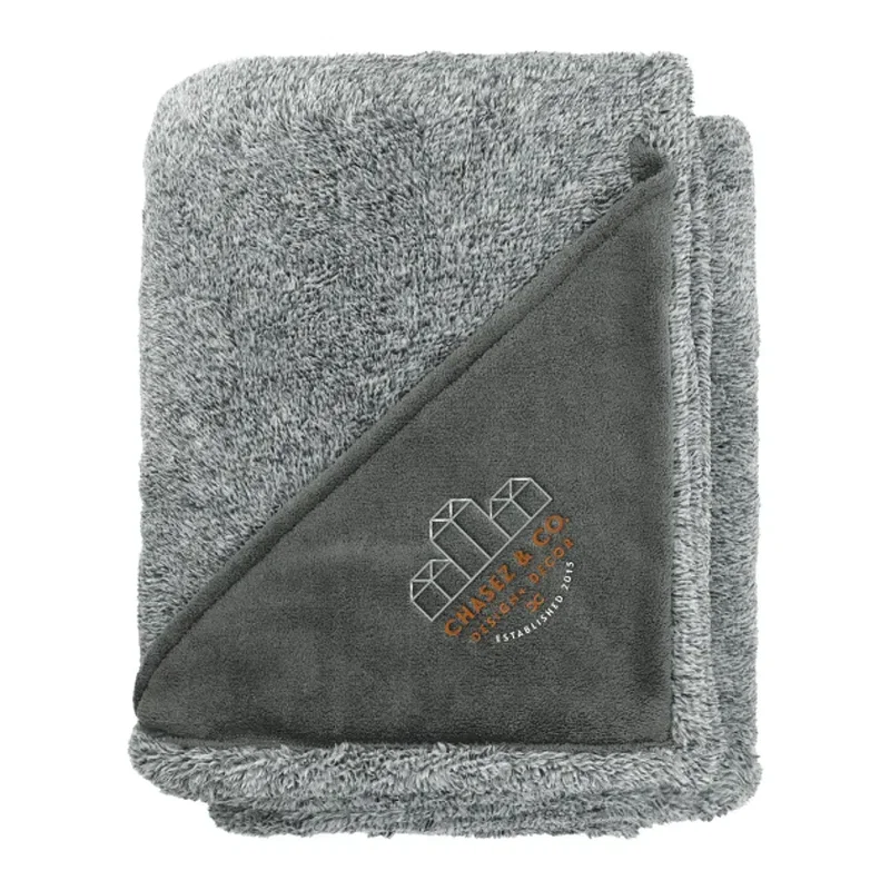 Personalized Heathered Fuzzy Fleece Blanket - 50"x60"