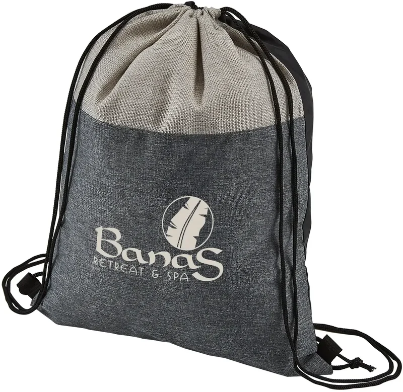 Personalized Heathered N' Jute Drawstring Backpack