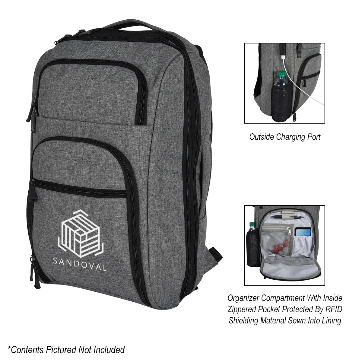 Heathered gray backpack that carries as a briefcase