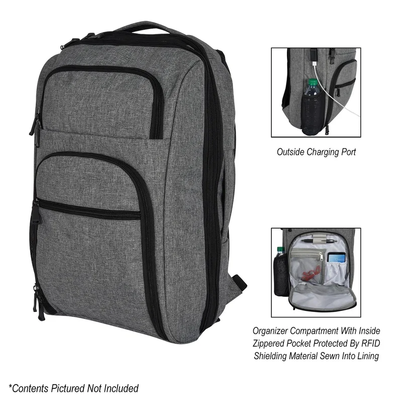 Heathered RFID Laptop Backpack & Briefcase — view 2
