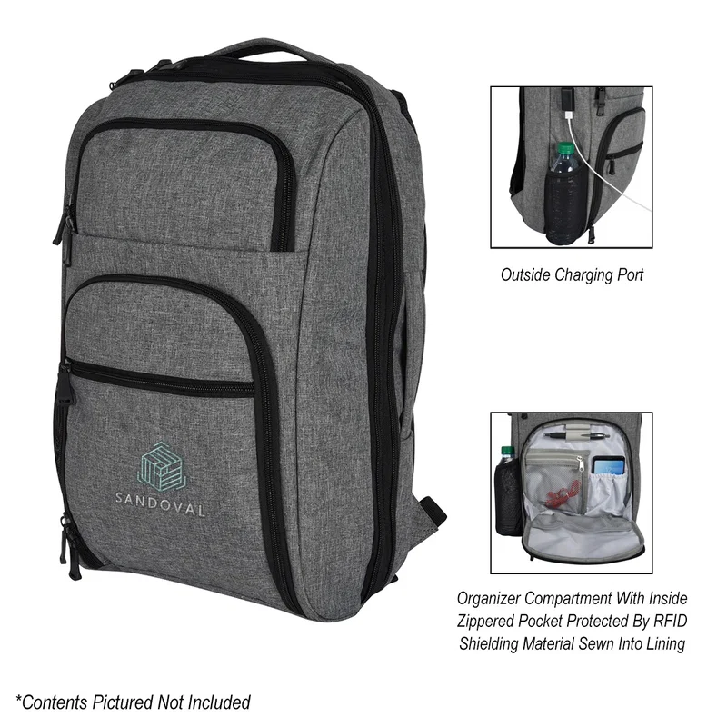 Heathered RFID Laptop Backpack & Briefcase — view 3