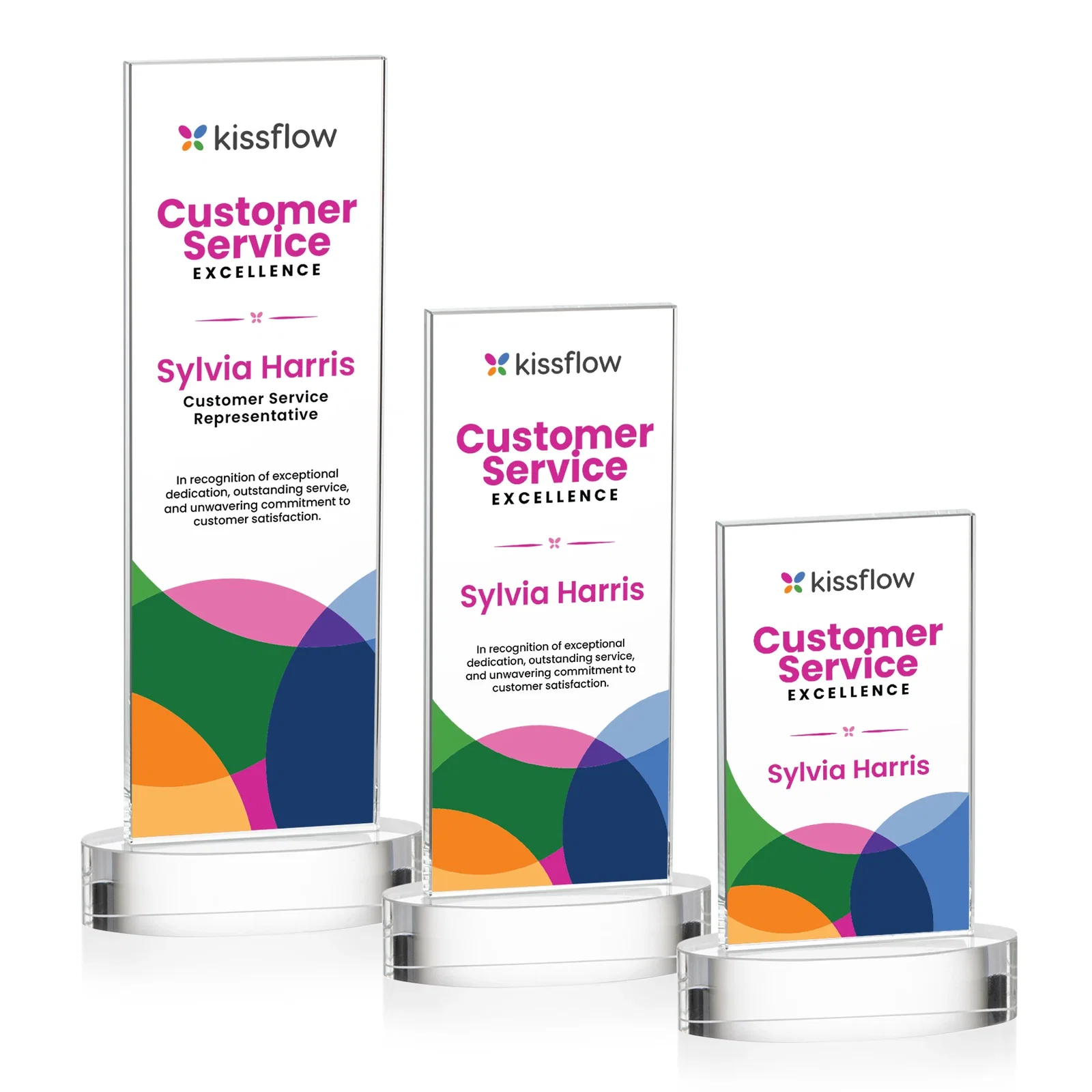 Personalized Starfire Crystal Upright Award With Two Imprint Zones, awards for employee recognition