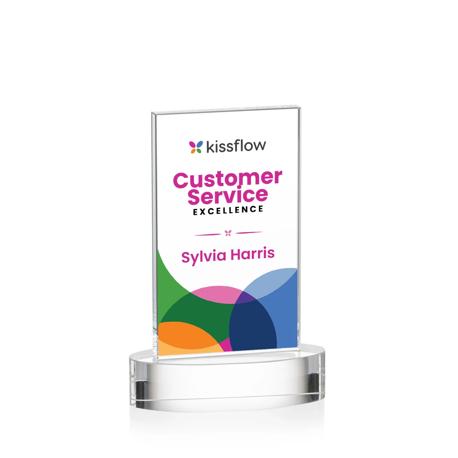 Personalized Starfire Crystal Upright Award With Two Imprint Zones, awards for corporate award ceremonies