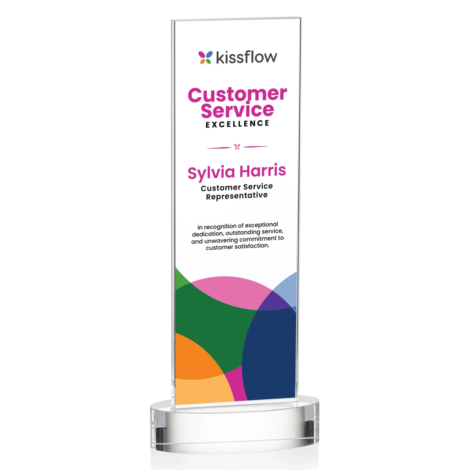 Personalized Starfire Crystal Upright Award With Two Imprint Zones, awards for sales achievement awards