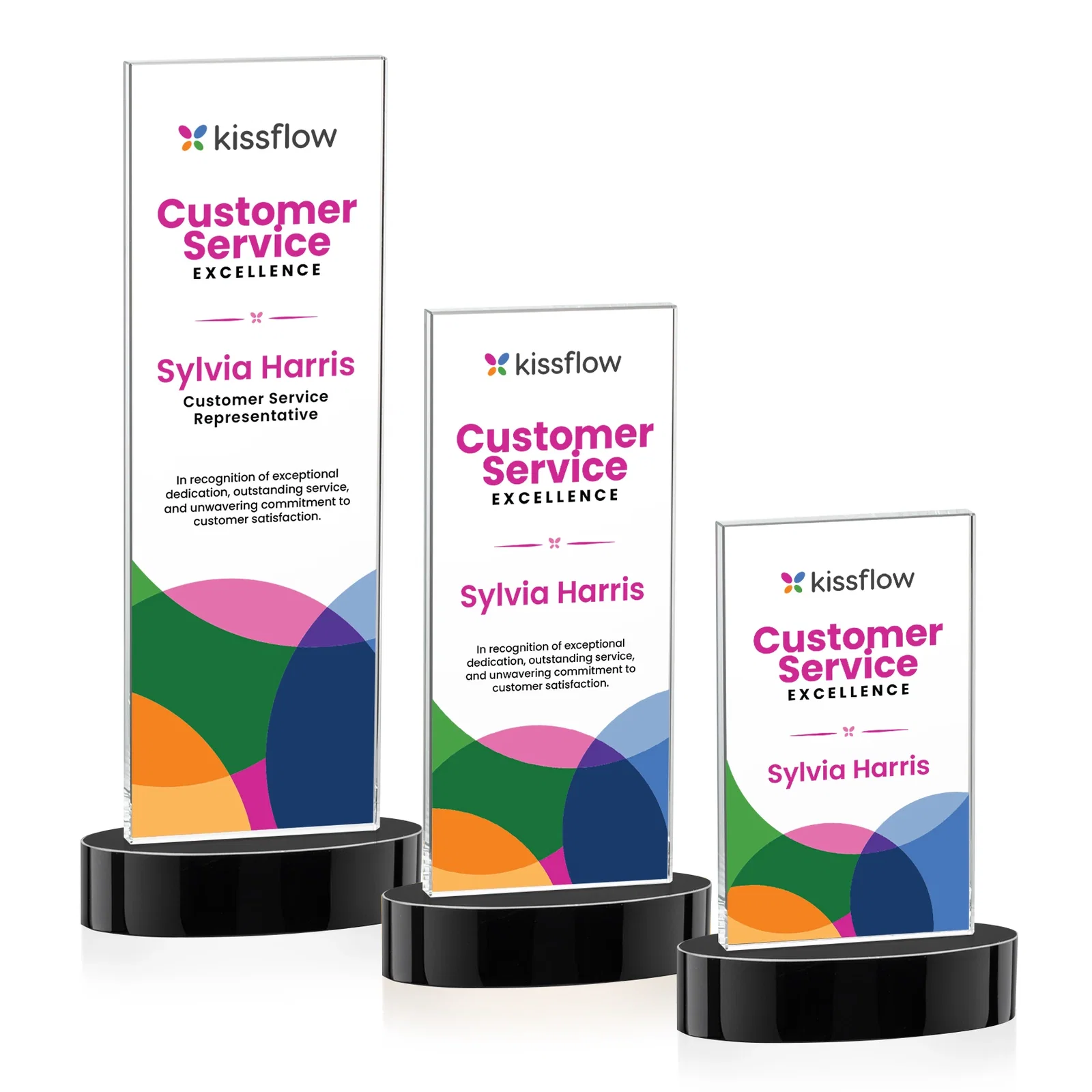 Personalized Starfire Crystal Upright Award With Two Imprint Zones, awards for retirement presentations