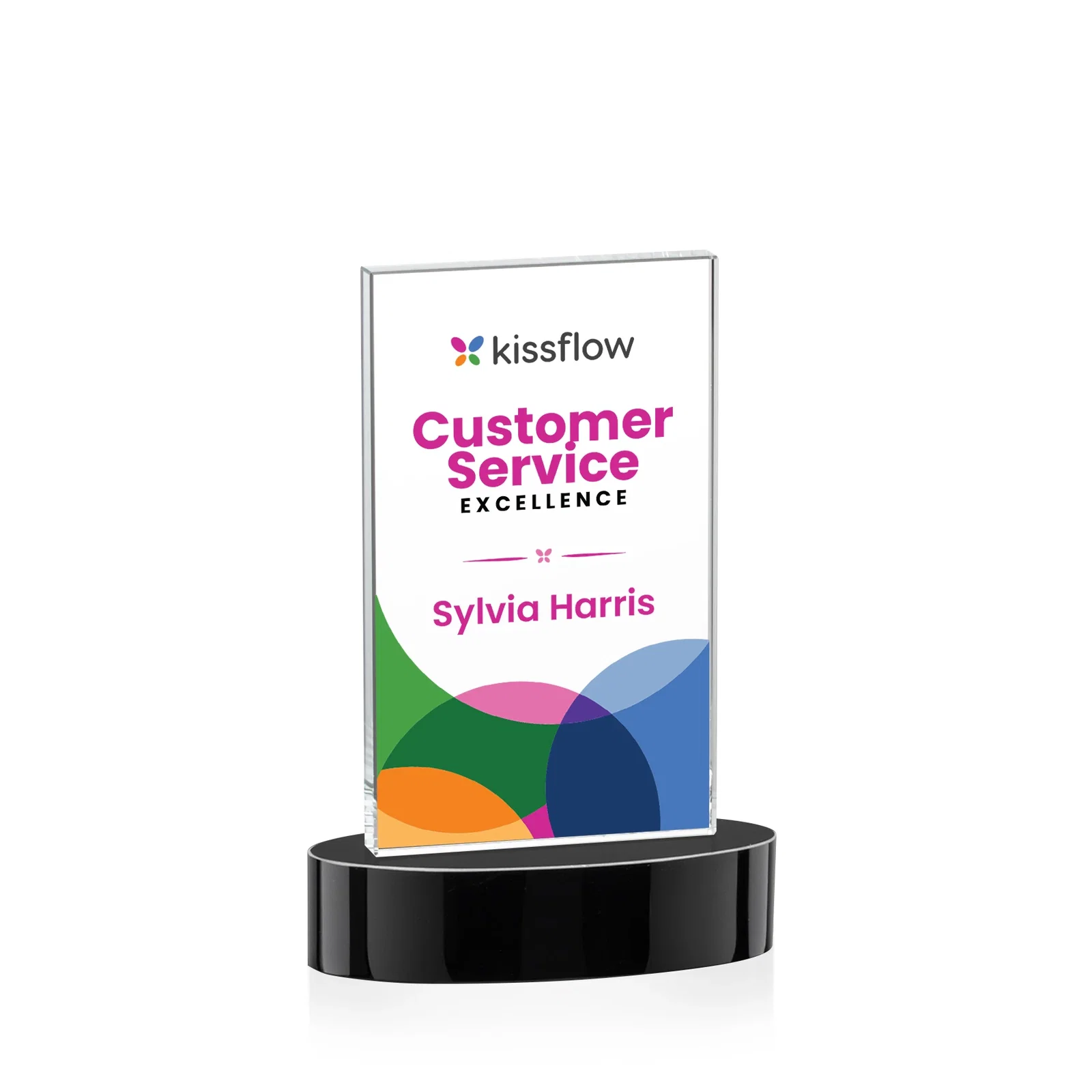 Personalized Starfire Crystal Upright Award With Two Imprint Zones, awards for team milestone celebrations