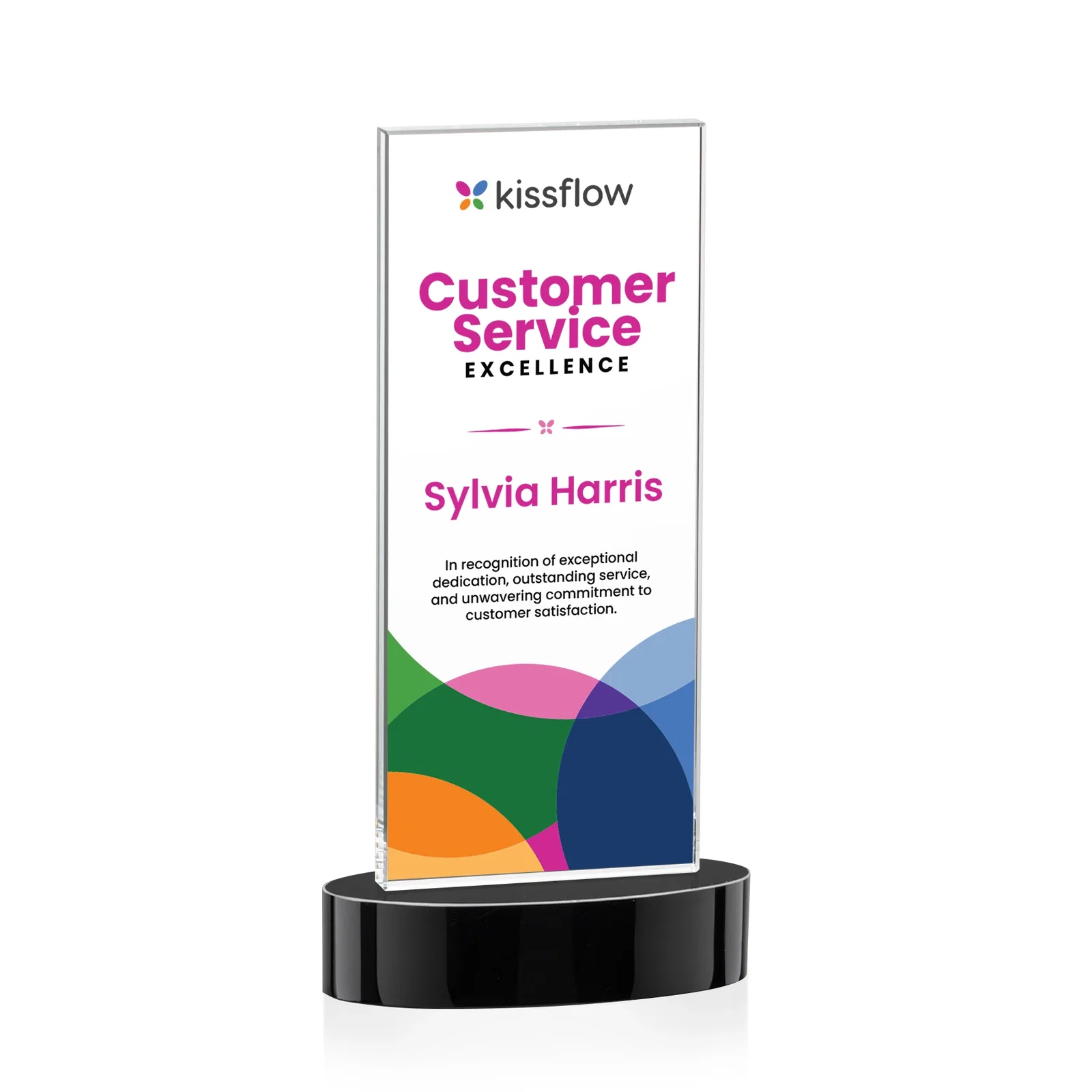 Personalized Starfire Crystal Upright Award With Two Imprint Zones, awards for donor appreciation