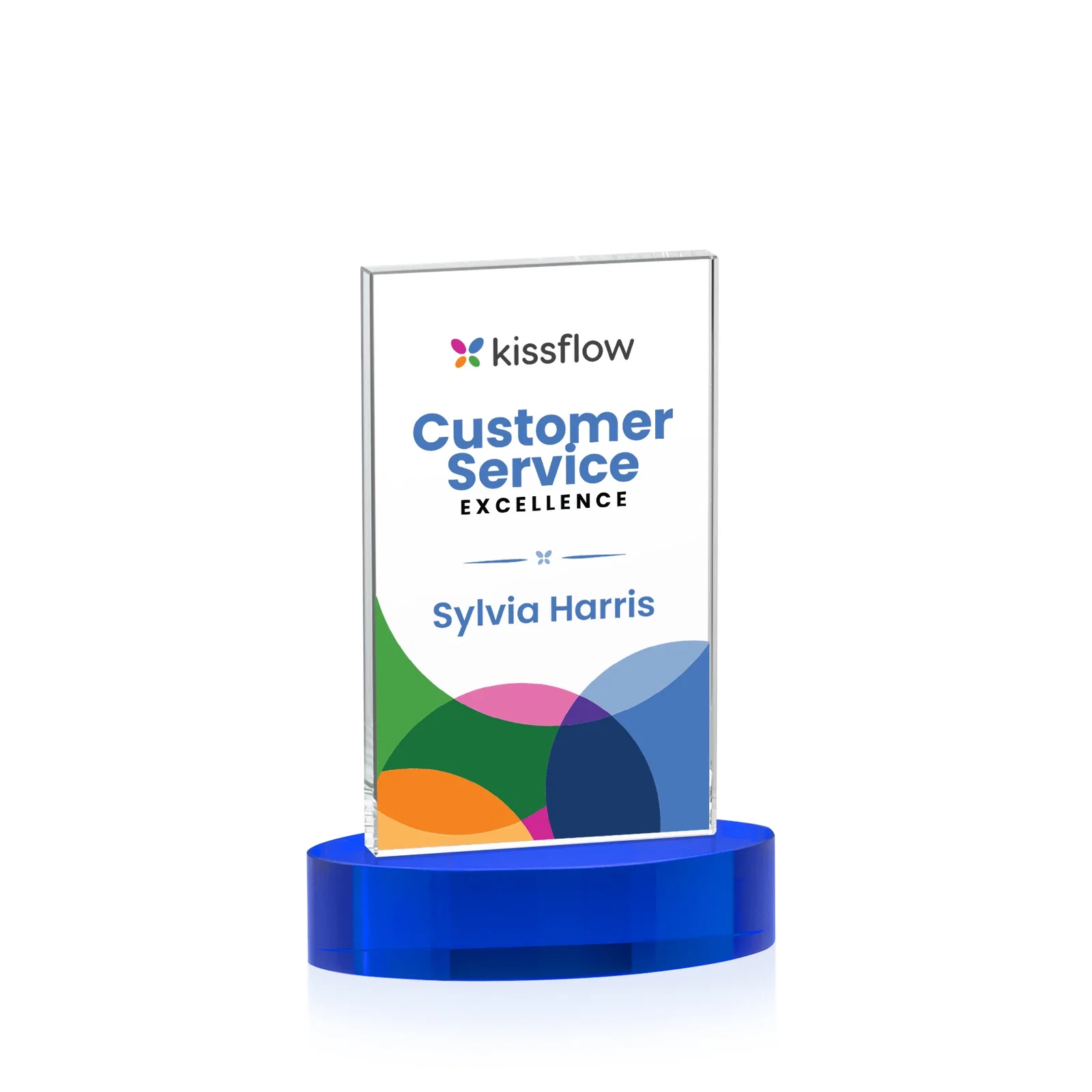Personalized Starfire Crystal Upright Award With Two Imprint Zones, awards for volunteer appreciation
