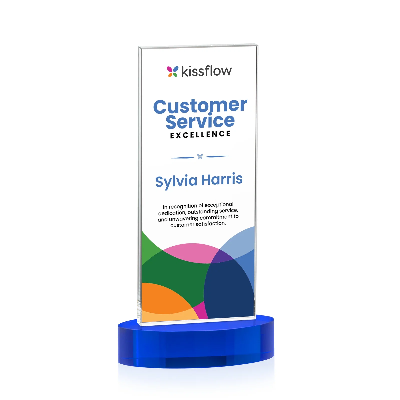 Personalized Starfire Crystal Upright Award With Two Imprint Zones, awards for dealer and partner awards