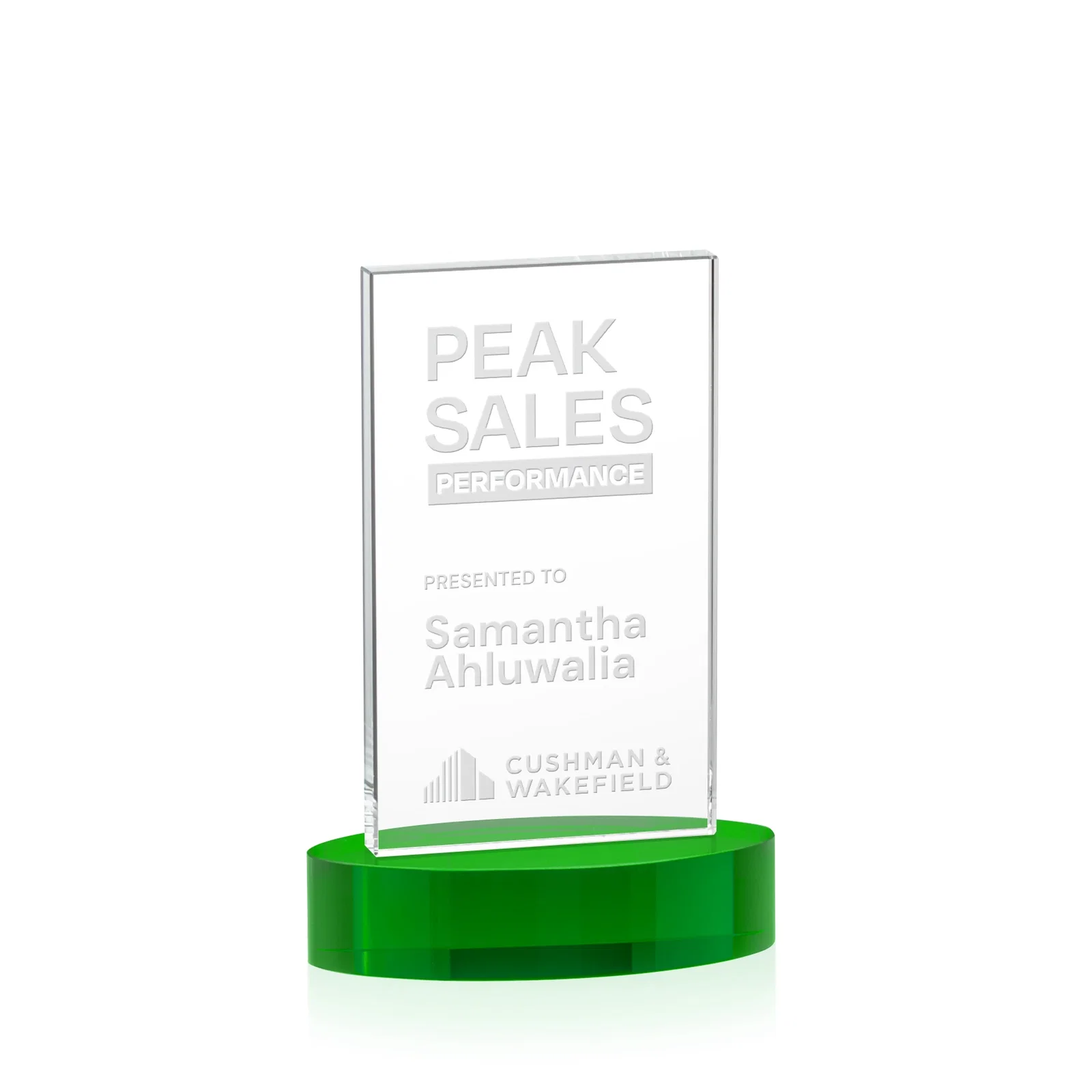 Promotional Starfire Crystal Upright Award With Two Imprint Zones, awards for volunteer appreciation