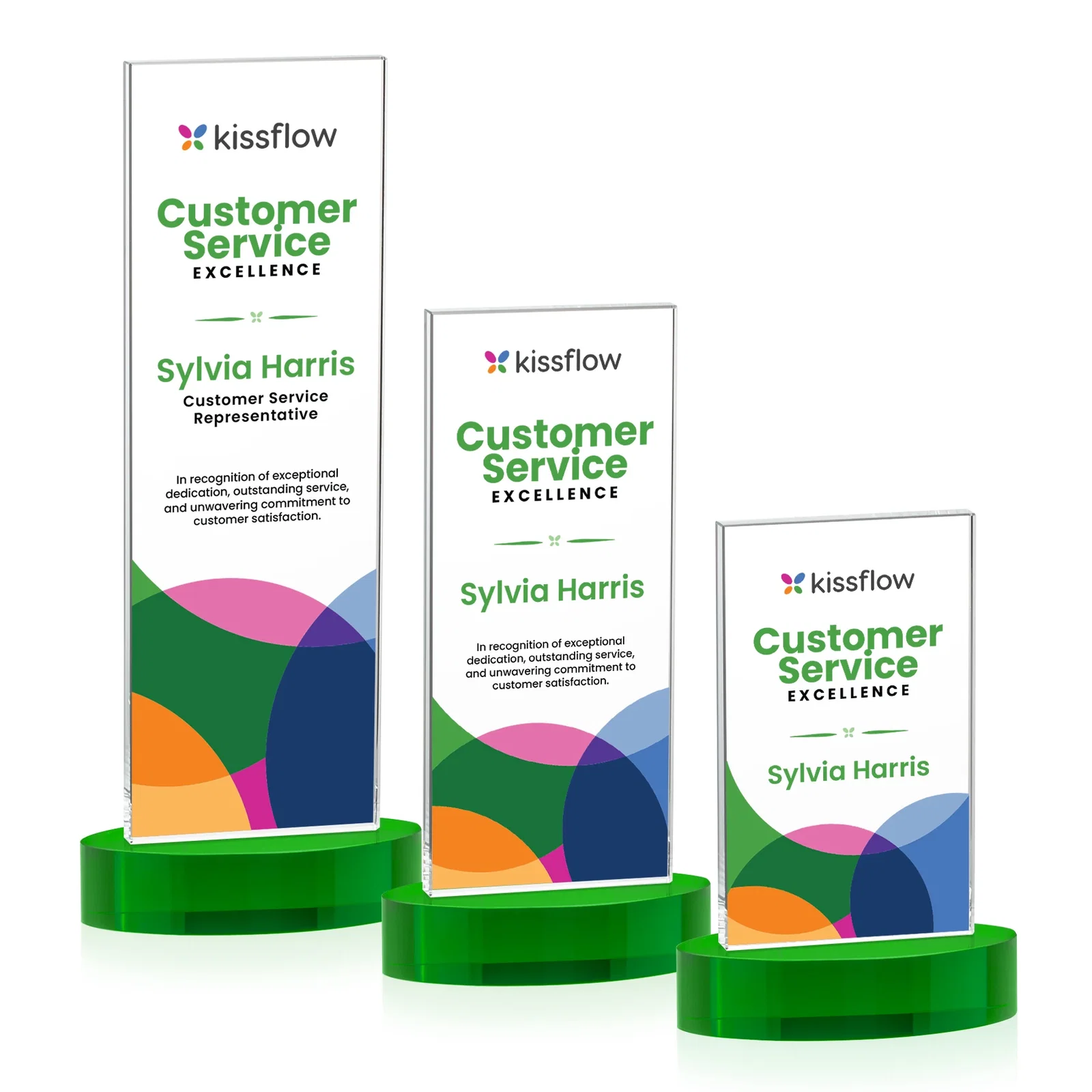 Custom printed Starfire Crystal Upright Award With Two Imprint Zones, awards for safety achievement programs