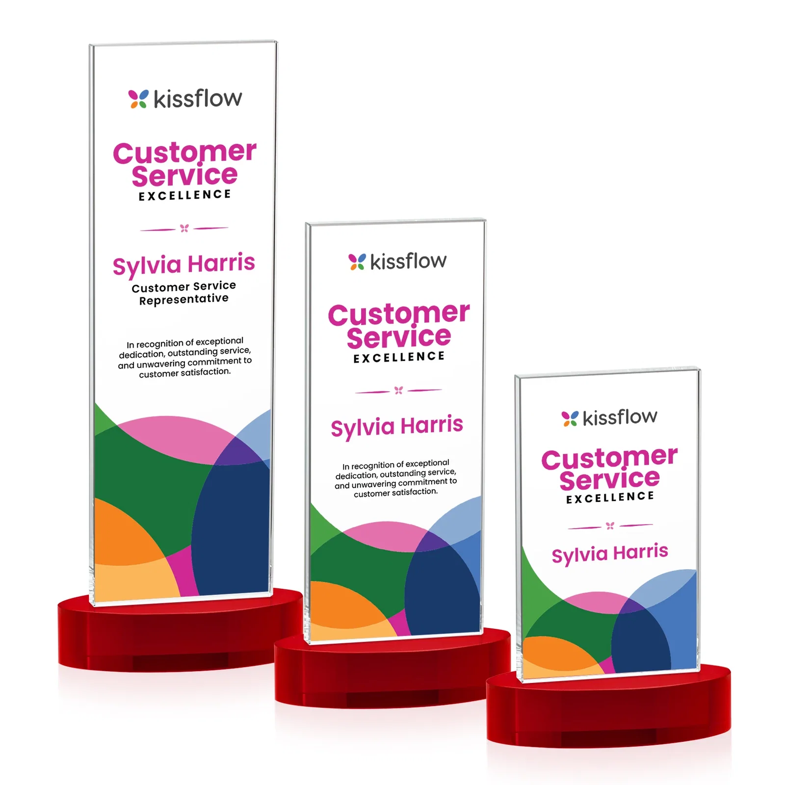 Customized Starfire Crystal Upright Award With Two Imprint Zones, awards for employee recognition
